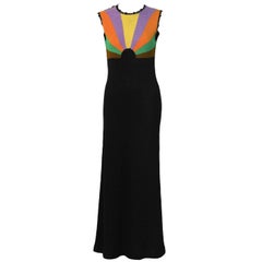 1970's Puccini Black Knit Dress with Rainbow Bodice
