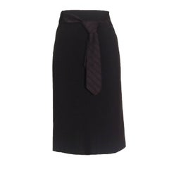 Unworn 2006 Alexander McQueen Neck Tie Belted Black Pencil Skirt