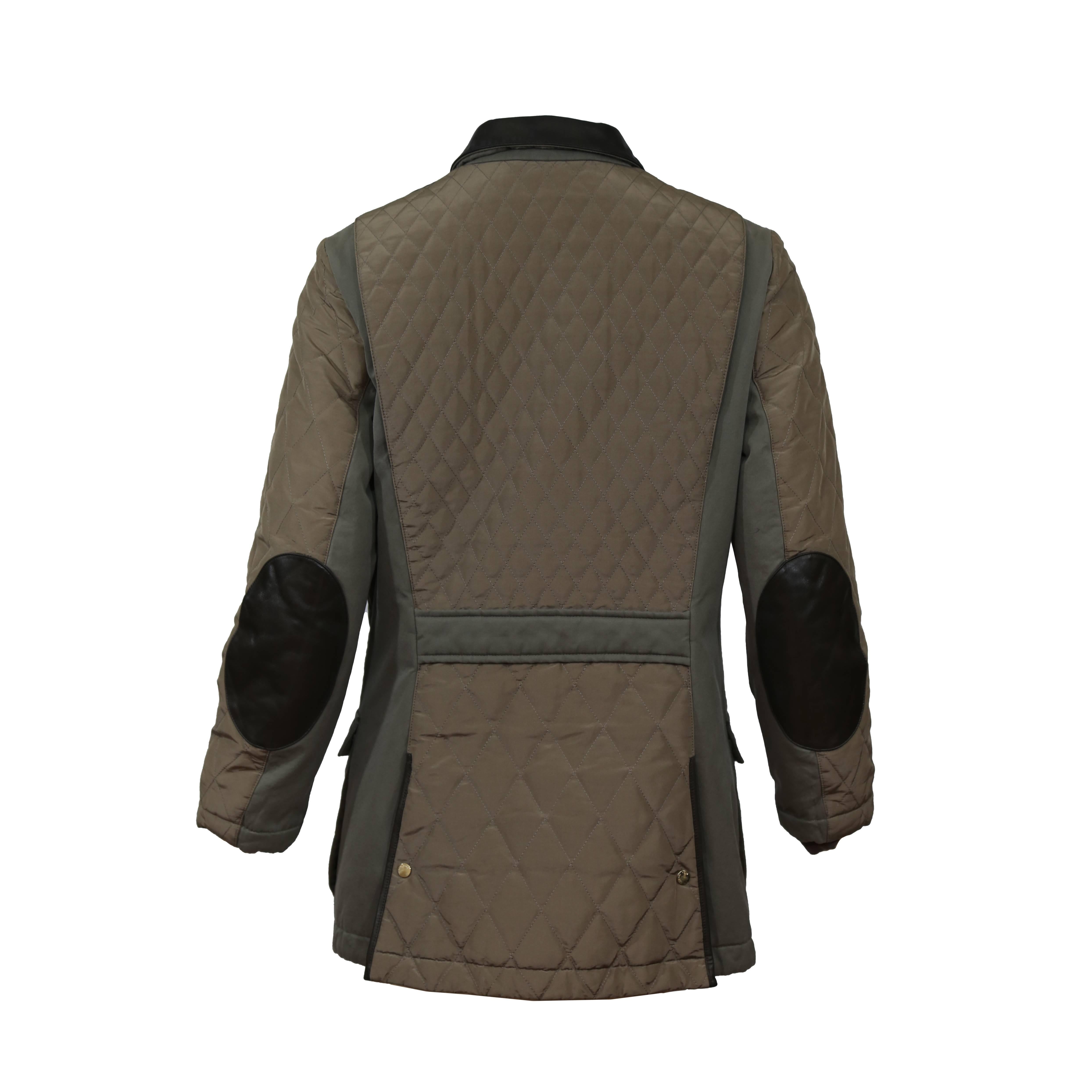 Loro Piana Quilted Tan Jacket With Leather Patches