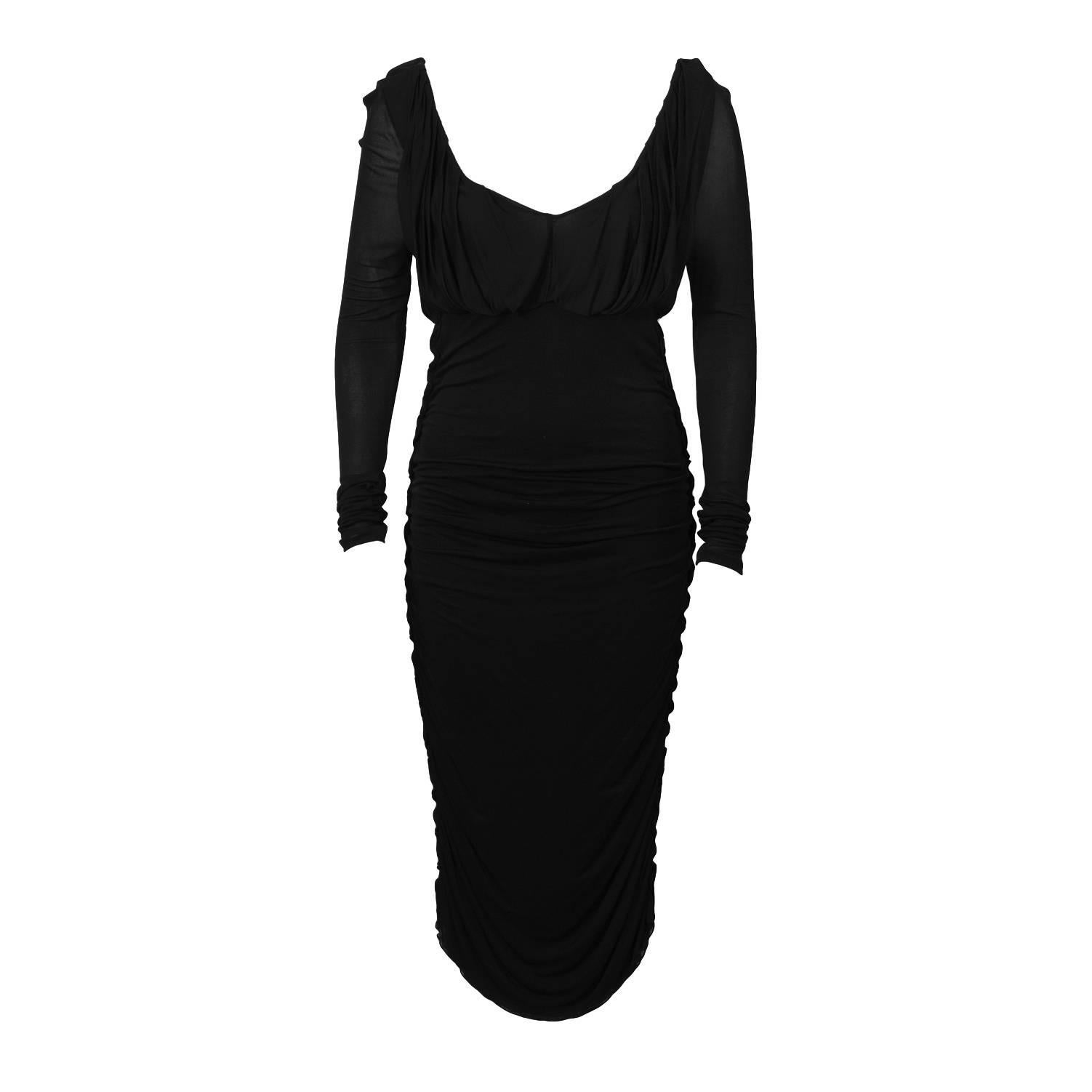 2000's Gucci Black Ruched Cocktail Dress