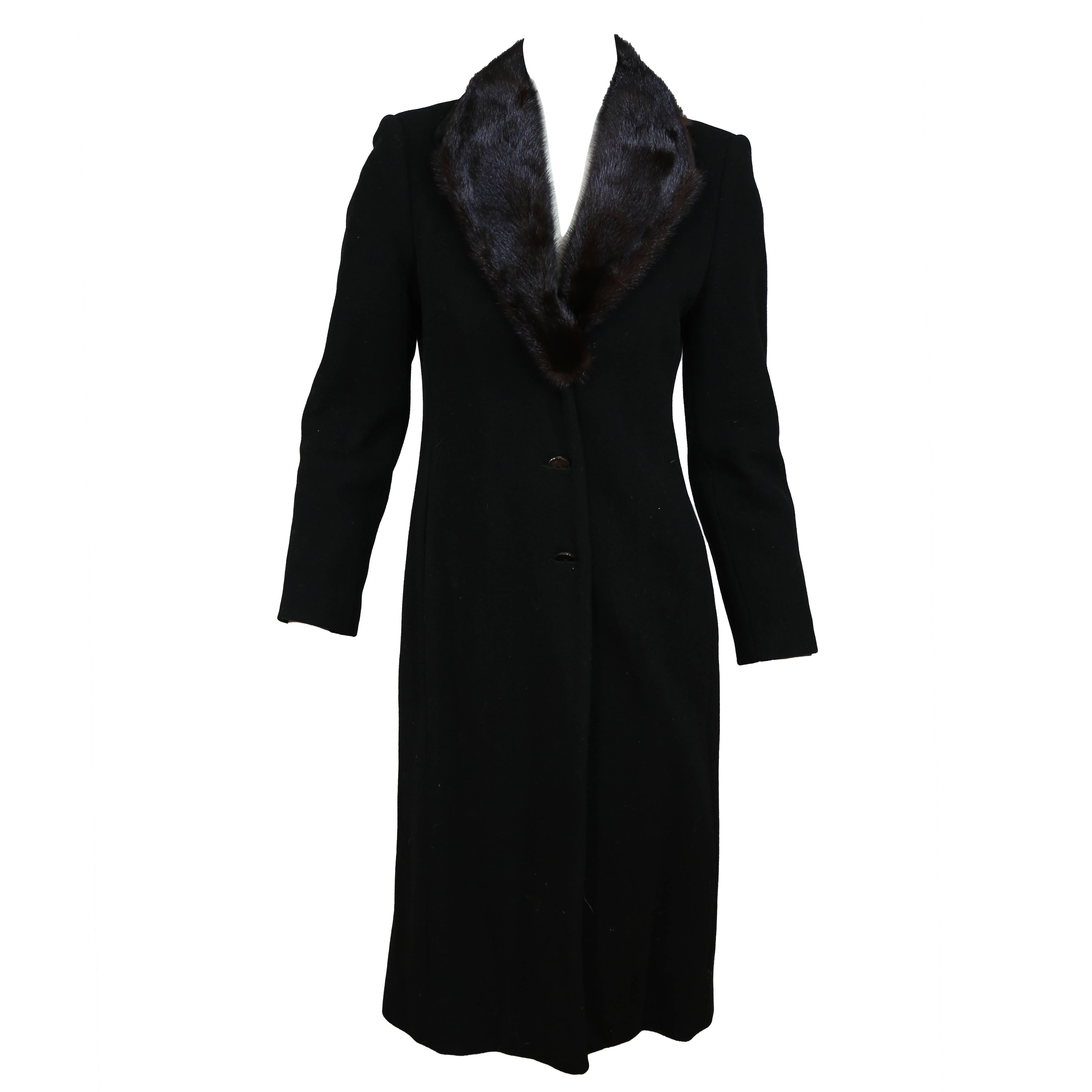 Blumarine Black Wool Jacket With Mink Collar