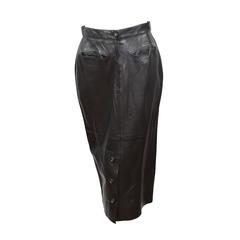 Chanel Black Leather Pencil Skirt