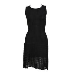 1990's AZZEDINE ALAIA black sleeveless knit dress with sheer hem 10