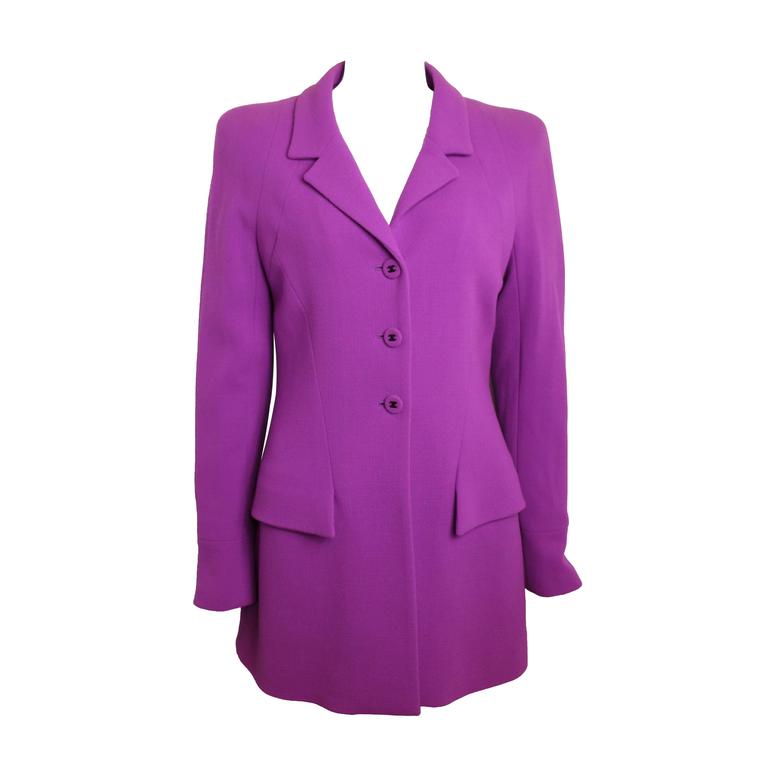 Chanel Purple Boucle Wool Jacket For Sale at 1stdibs