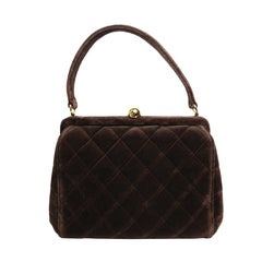 Chanel Braun Samt gesteppte Handtasche