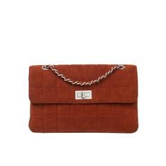 Flap Shoulder Bag Brown Cinnamon Suede