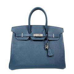 Hermès 35 cm Blue Colvert Epsom Leather Birkin- PHW