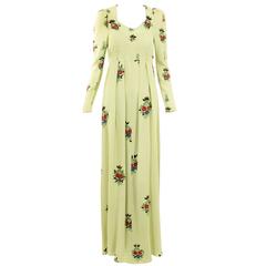 Ossie Clark green floral print maxi dress, circa 1973