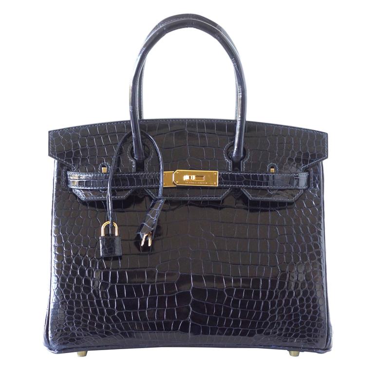Hermes Birkin 30 Bag Blue Marine Porosus Crocodile Gold Hardware For Hermes Birkin 30 Bag Blue Marine Porosus Crocodile Gold Hardware For
