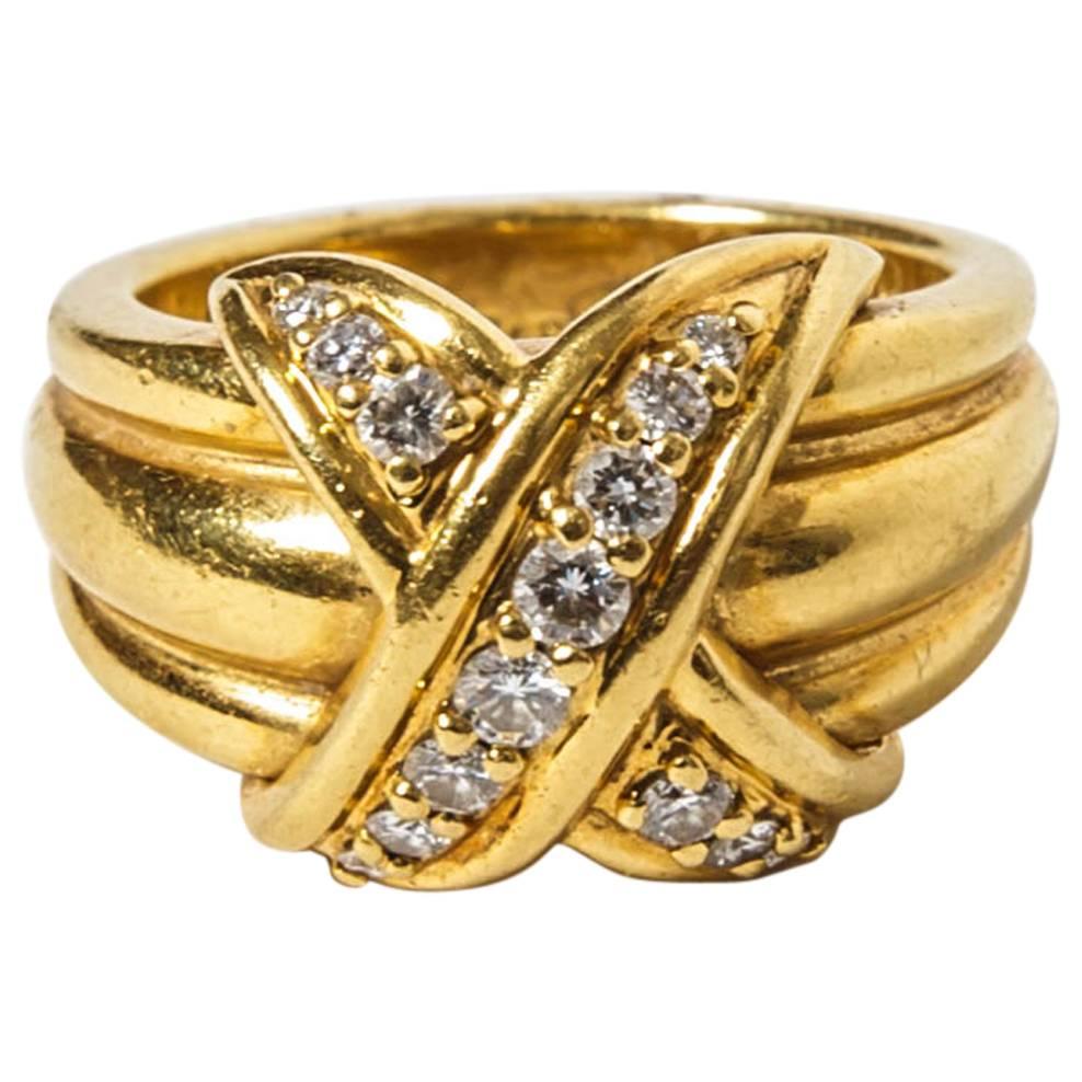 Tiffany & Co. Diamond Gold Signature X Kiss Ring