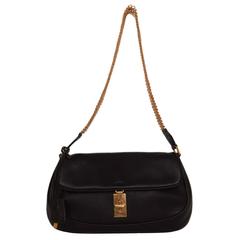 Prada Black Leather Baguette GHW