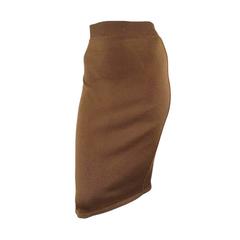 ALAIA Size XS Brown Viscose Blend Knit Bodycon Pencil Skirt