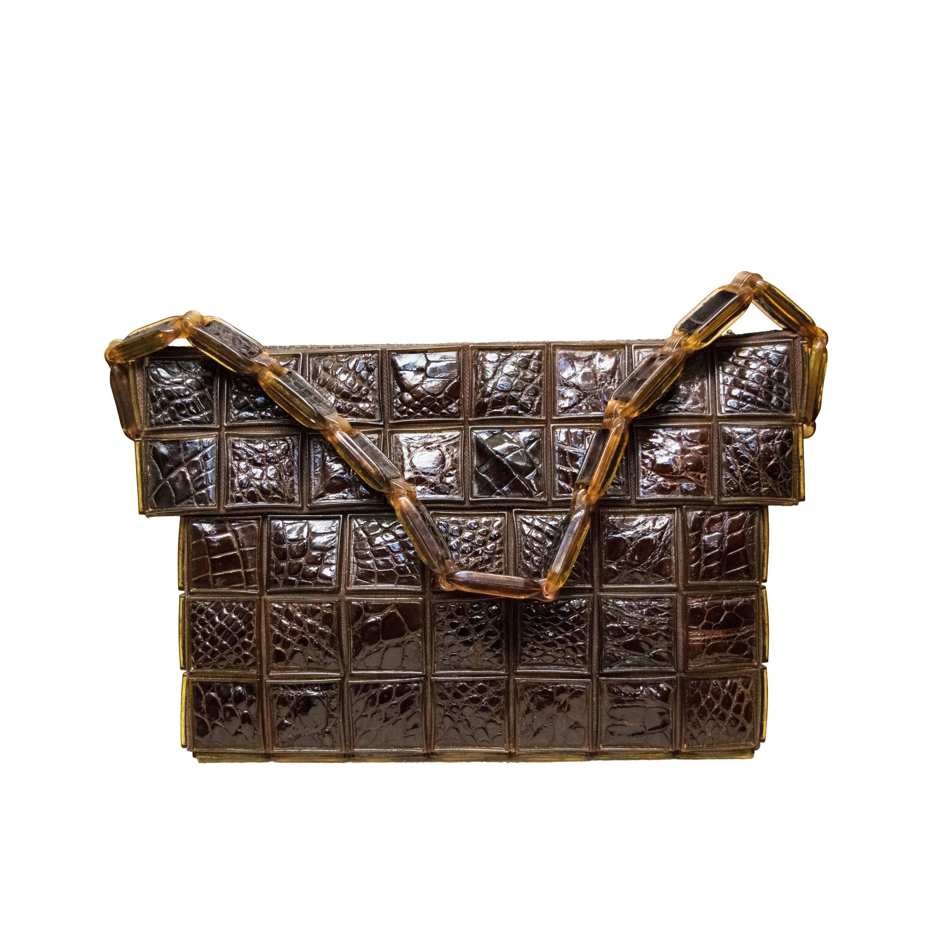 1930s Crocodile and Celluloid Handbag