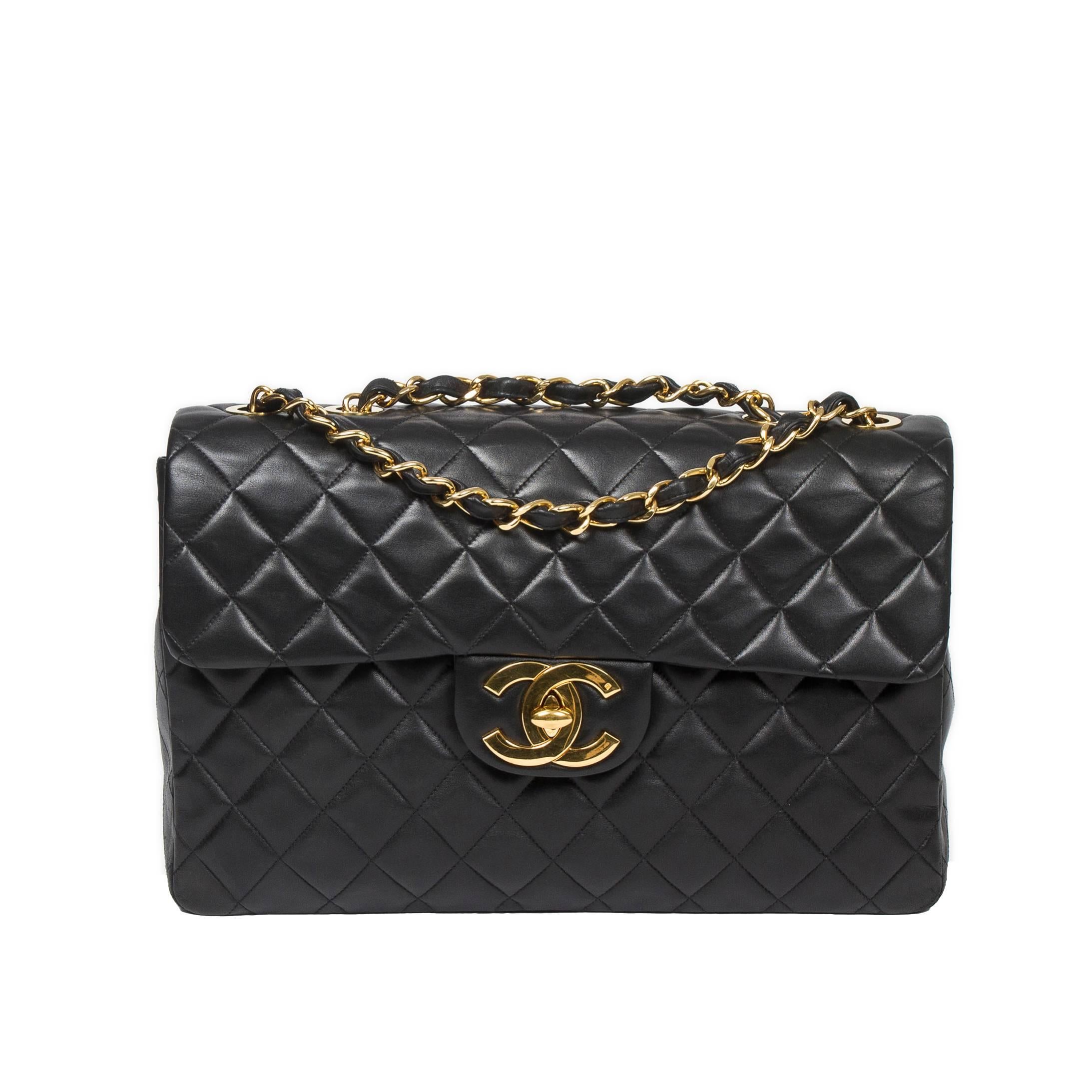 Maxi Jumbo Black Quilted Leather