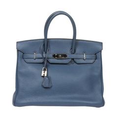 Birkin 35 Blue Buffalo Leather