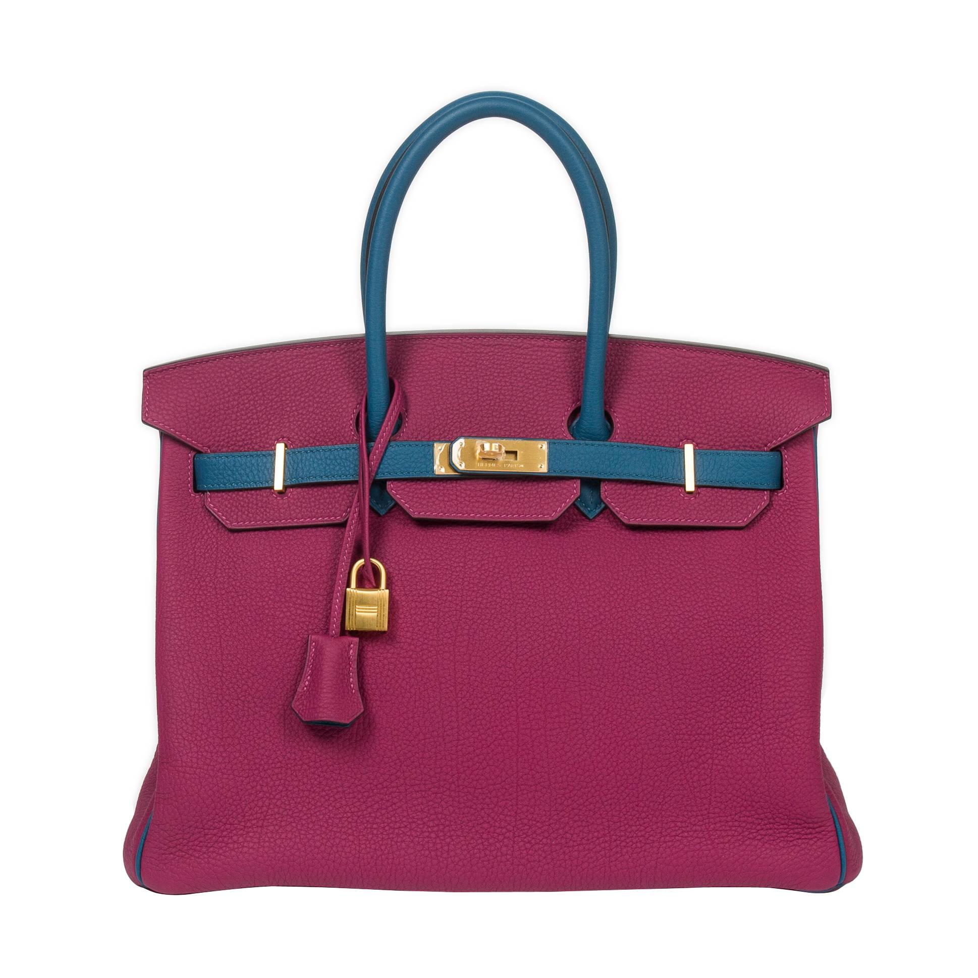 Birkin Bicolor Anémone/Bleu Colvert Togo