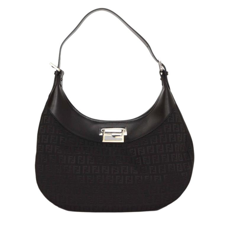 fendi black zucca print shoulder bag ghw for sale at 1stdibs fendi black zucca print shoulder bag ghw for sale at 1stdibs