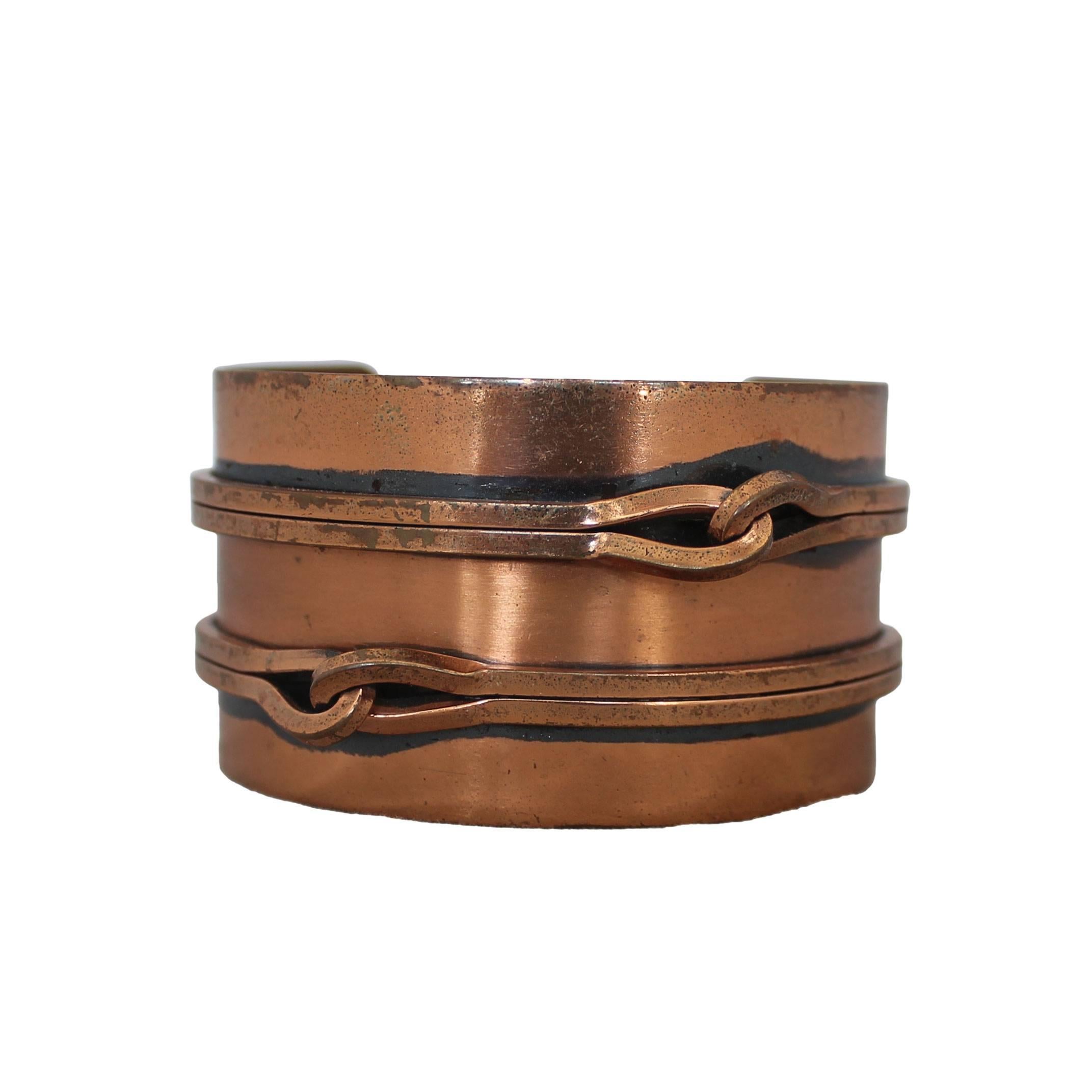 Renoir Vintage Copper Double Strand Loop Design Cuff Bracelet - 1950's