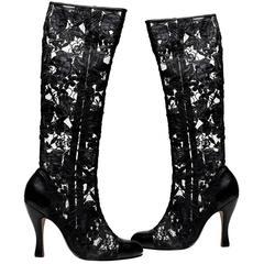 Nightshade. Hand sewn and boned black lace full length boots