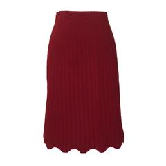 Alaia Recent Deep Red Knit Pencil Skirt with Scalloped Hem New w/ Tags
