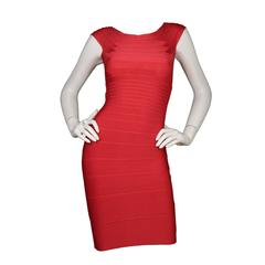 Herve Leger Red Off-The-Shoulder Bandage Dress sz XXS