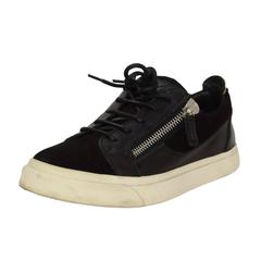 Used Giuseppe Zanotti Black Leather & Suede Sneakers sz 37.5