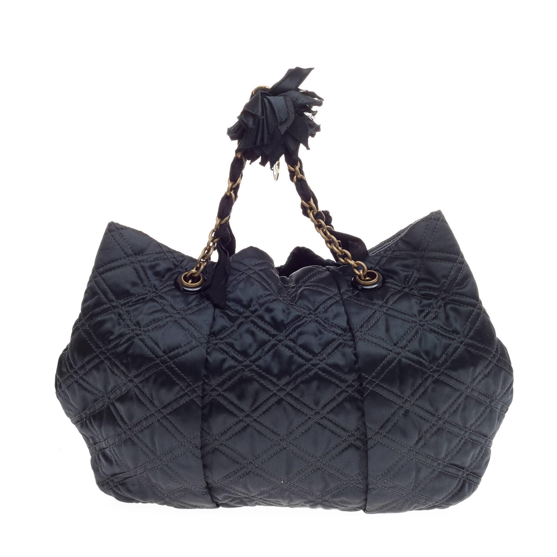 Lanvin Pleated Tote Quilted Satin Large