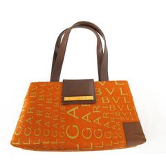 New 1990's Bvlgari Burnt Orange Logo Print Handbag 4