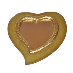 Yves Saint Laurent Yellow Lucite with Gold Etched "Heart" Mirror