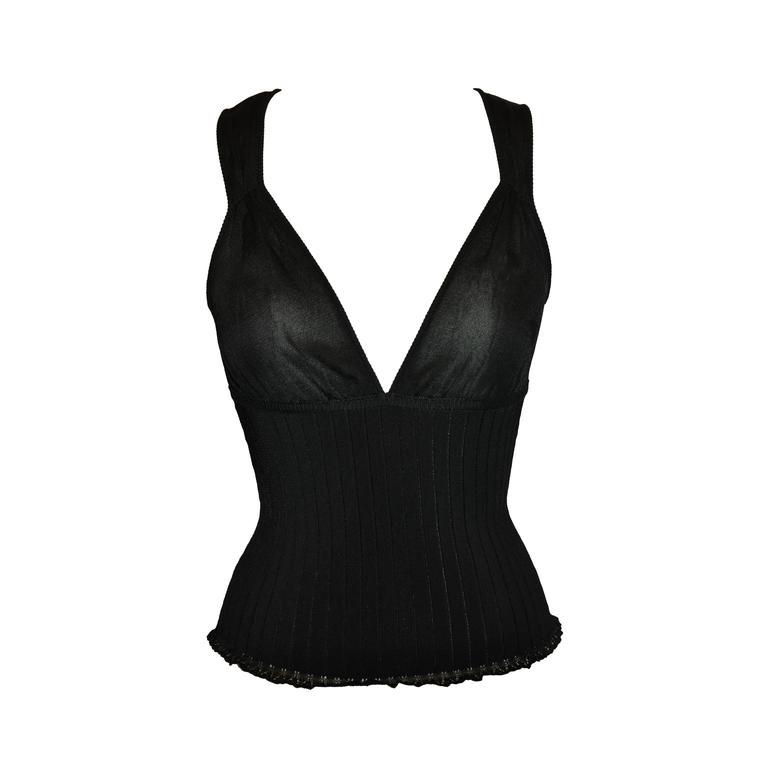 black body hugging top