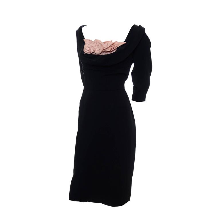 Robert Gould Originals 1950s Bombshell Vintage Dress Roses Shelf Bust