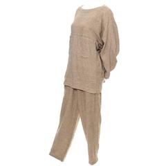 Vintage Issey Miyake Textured Cotton Tunic High Waist Pants Outfit 1980s Medium 3