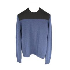 PRADA Size XS Blue & Black Color Blocked Wool Sweater