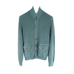 BRUNELLO CUCINELLI Size XS Green Cotton Flap Pocket Cardigan