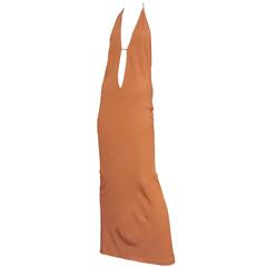 Gucci Tan Halter Gown 