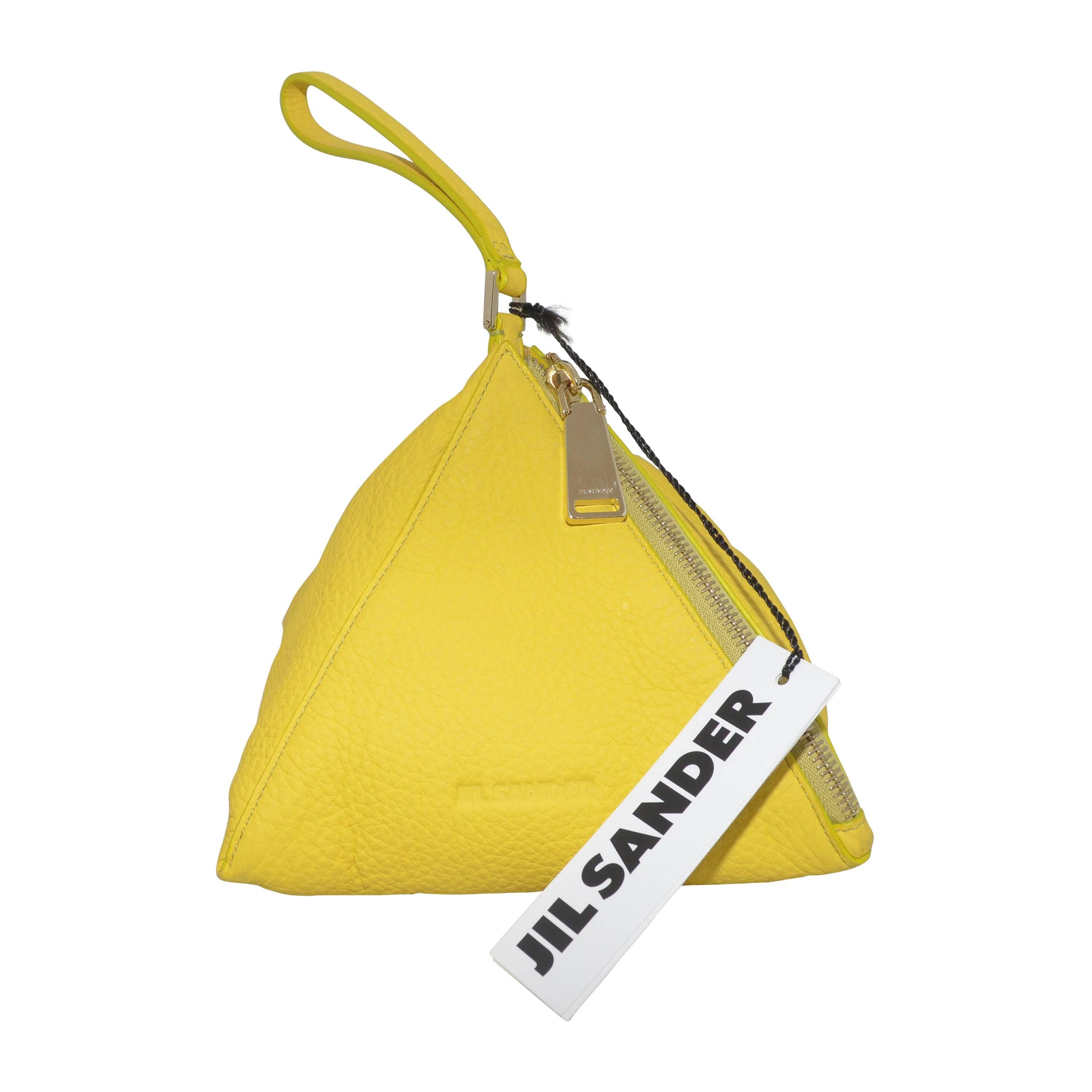 Jil Sander Yellow Pyramid Wristlet Handbag