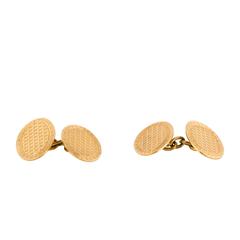 Vintage Men's 18kt Yellow Gold Brushed Textured Cufflinks