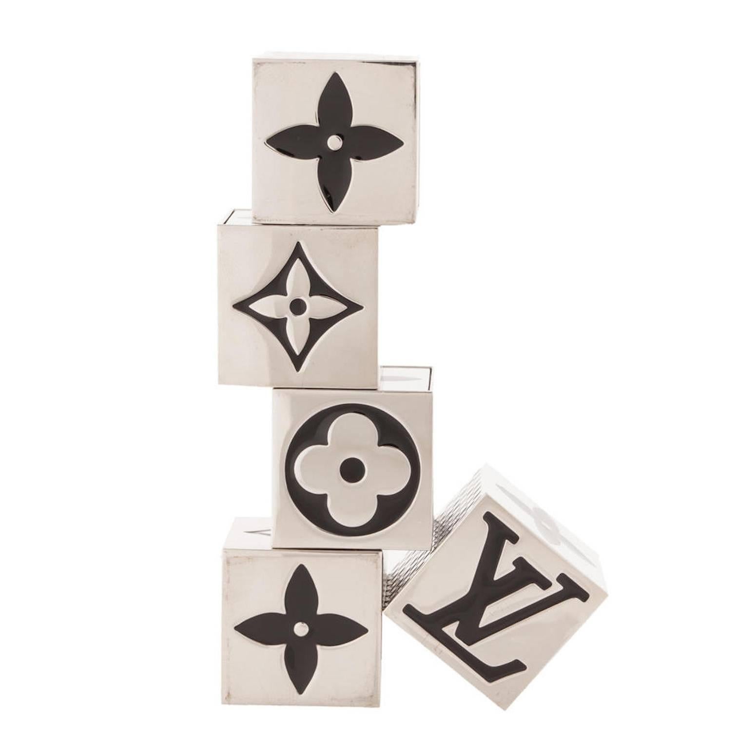 Louis Vuitton New Palladium Logo Five-Piece Dice Die Cube Game in Box