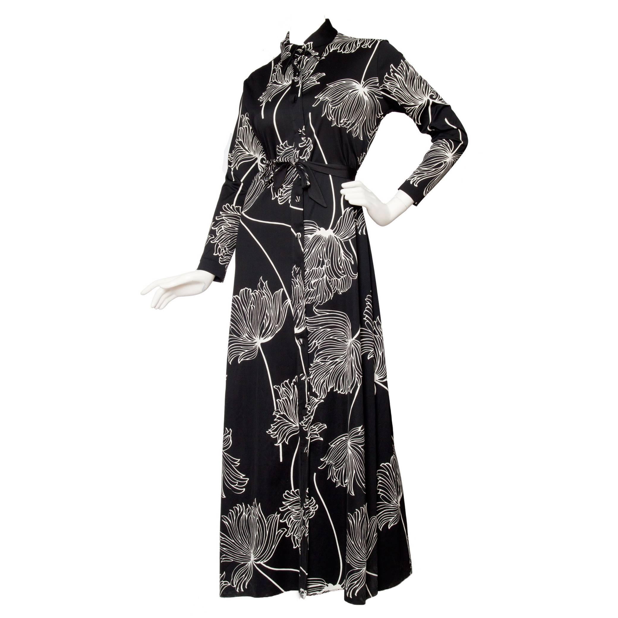 1970s Lanvin Floorlength Graphic Dress