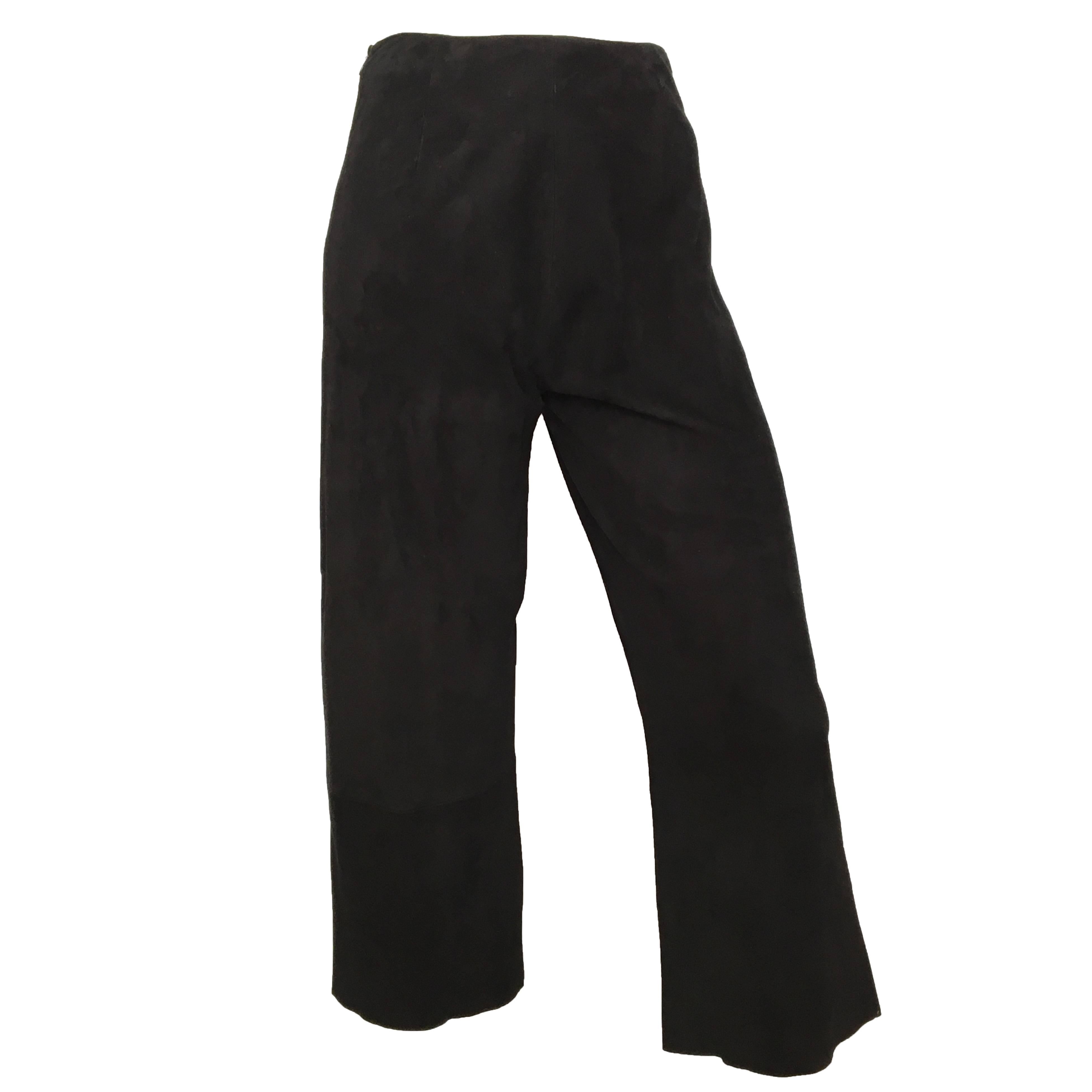 Hermes Black Lambskin Gaucho Pants Size 4 / 36. For Sale