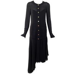 CHANEL black dress with asymetrical hem 2
