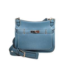 Hermes Blue Jean Clemence Leather Jypsiere 26 Shoulder Bag