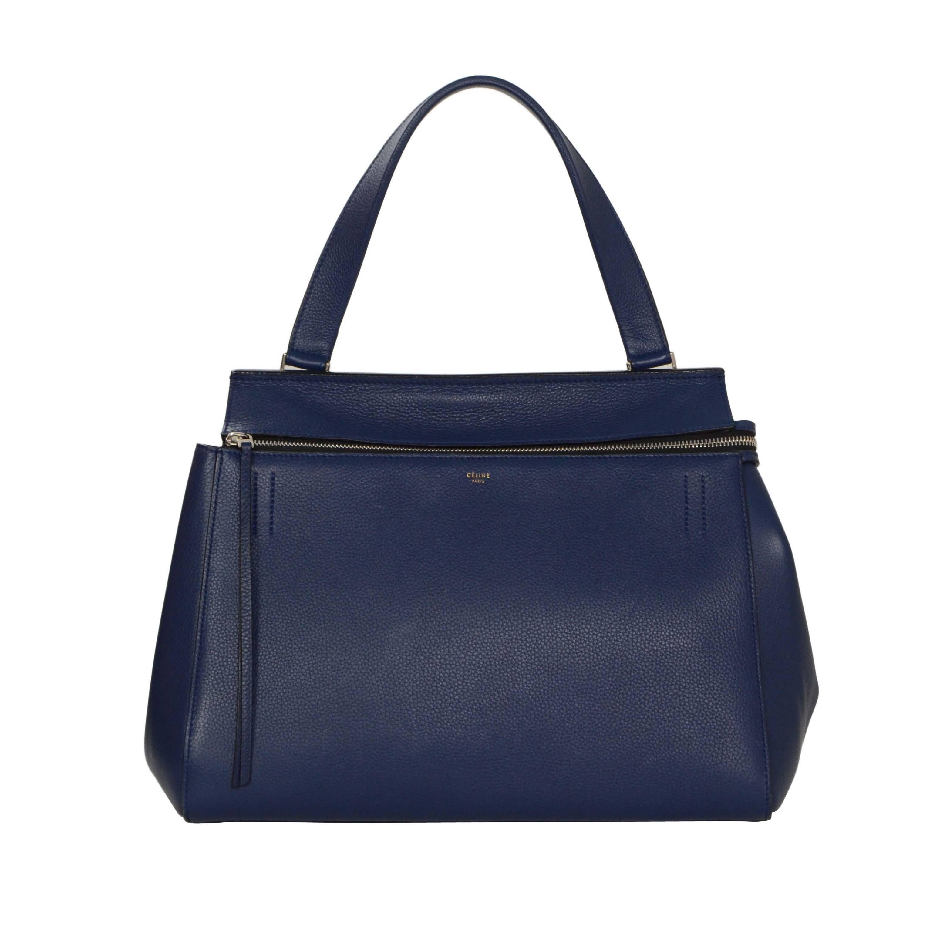 Celine Blue Leather Medium Edge Tote Bag SHW rt. $2, 600