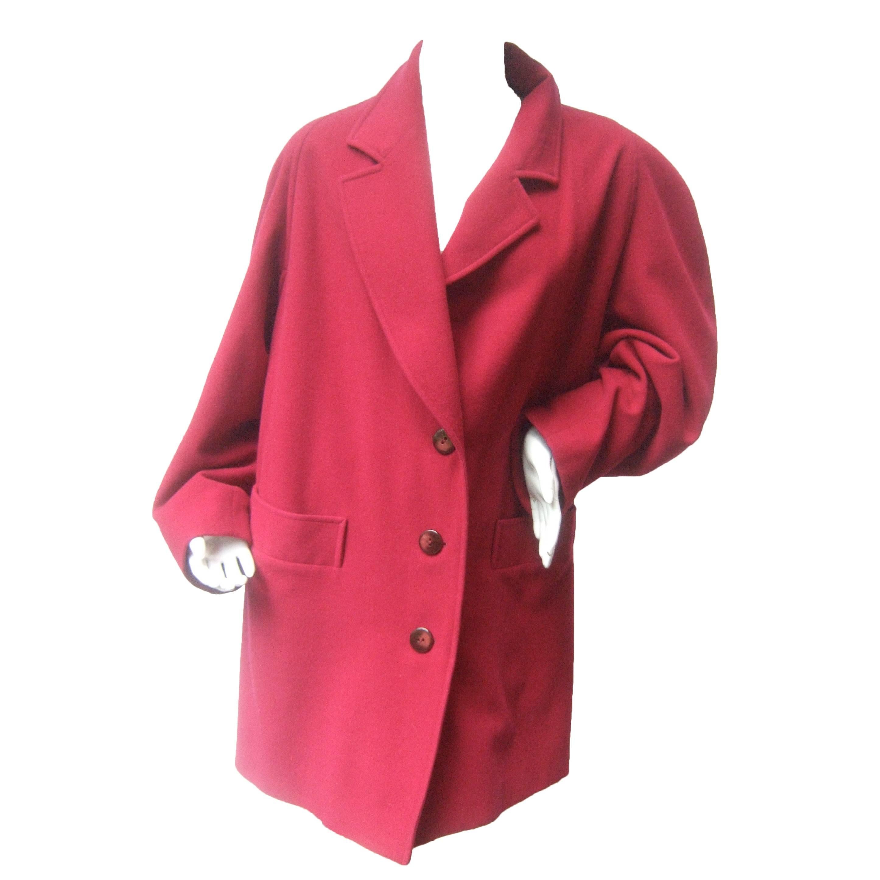 Missoni Donna Berry Color Wool 3/4 Length Coat Made in Italy