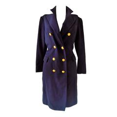 Vintage 1980s Ralph Lauren blu navy wool coat 