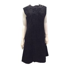 Beautiful 1960's Genuine Persian Lamb Black Dress - Rare - 8 -14