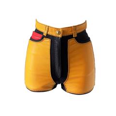 1993s Moschino Leather colour block Leather shorts