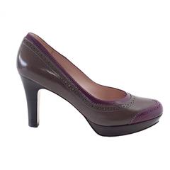 SALVATORE FERRAGAMO Shoe Gray Magenta Wingtip Detail 37.5 / 7.5 new 6