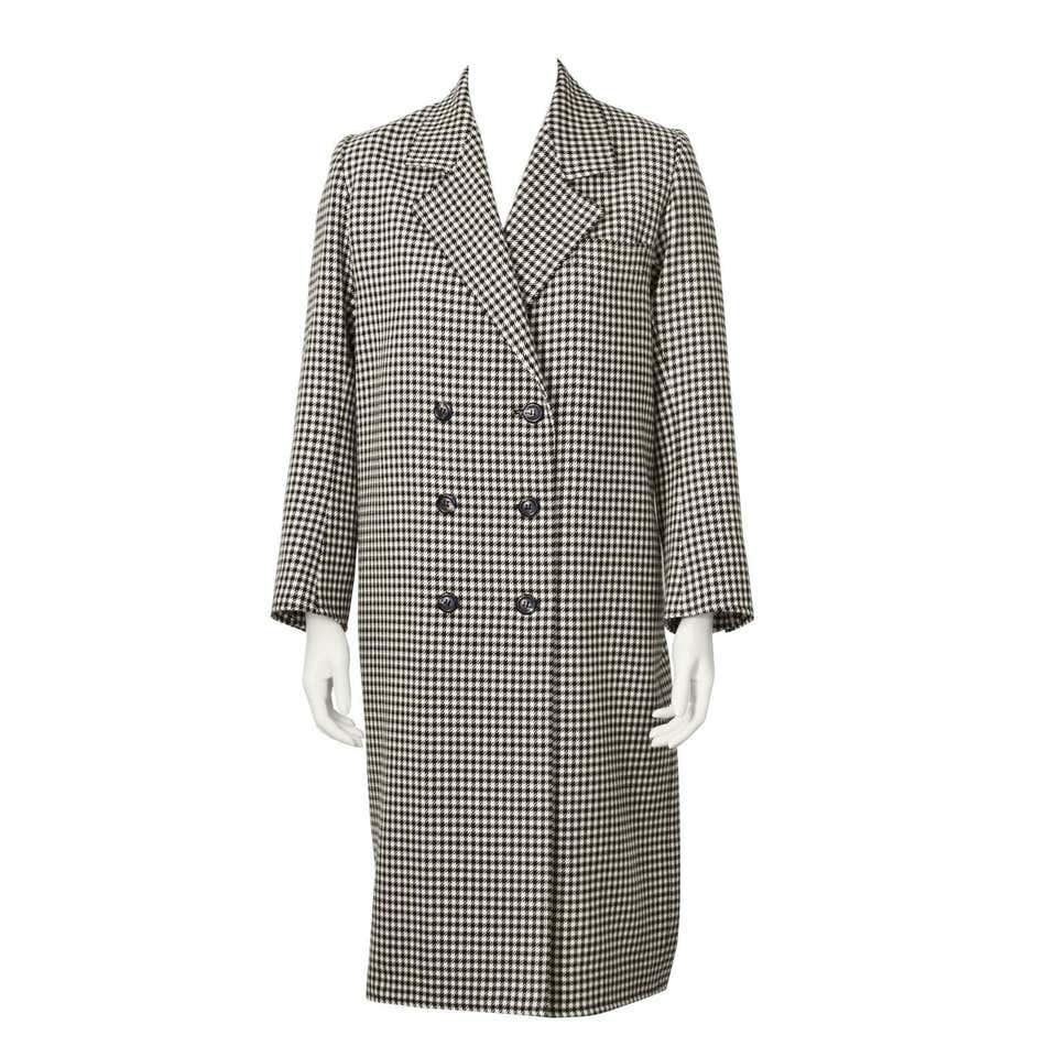 1970's Yves Saint Laurent Black and White Houndstooth Coat at 1stDibs