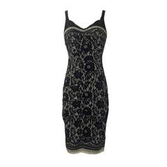Dolce & Gabbana Black and White Lace Print Wiggle Dress